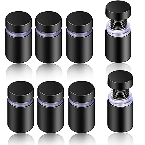 Eagles 8-Piece Black Stainless Steel Sign Spacers – 3/4" X 1" Wall-Mount Kit For Acrylic & Glass Displays 1