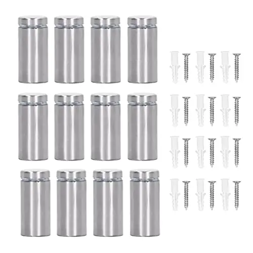 Eujgoov 12-Piece Sign Spacer Screws – 19 Mm X 40 Mm Stainless Steel Wall Mounts For Glass Art & Acrylic Displays 1
