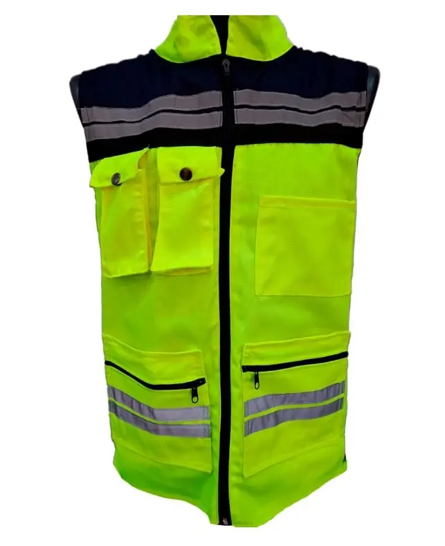 Executive-Grade High-Visibility Reflective Safety Vest – Navy Blue & Orange, Medium 1