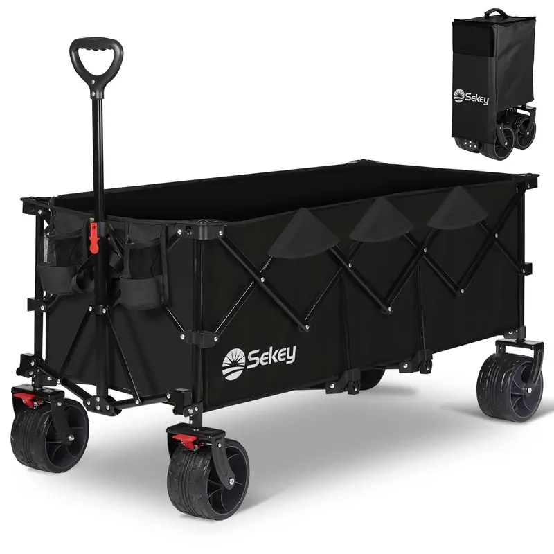Extra-Long 48-Inch Folding Utility Cart – 420 Lb Weight Limit, 300-Liter Heavy-Duty Garden Cart With All-Terrain Beach Wheels & Support Brackets 1