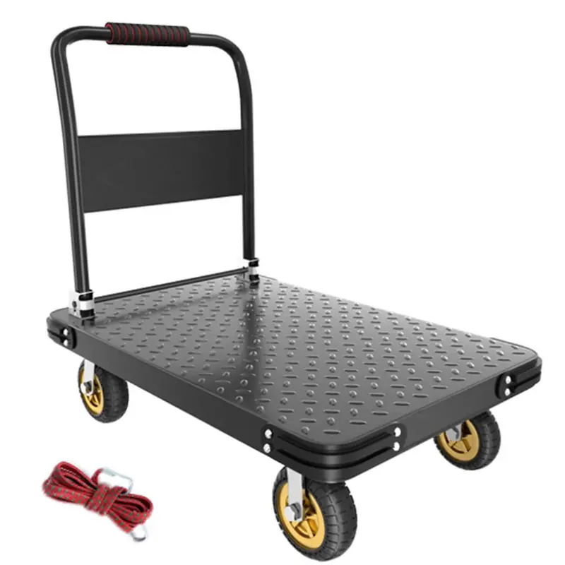 Foldable 300Kg Platform Dolly – 45X70X80Cm Dimensions, Five-Inch Swivel Casters, Black Finish 1
