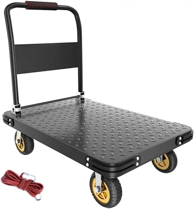 Foldable Platform Hand Truck – 45 X 70 X 80 Cm, 5-Inch Swivel Casters, 300 Kg Load Capacity For Warehouses, Homes, Offices & Moving (Black) 1