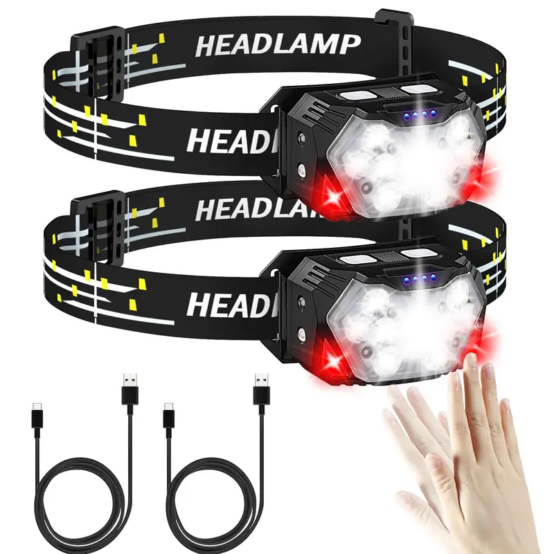 Gudoqi Dual-Head Rechargeable Headlamp – 2000-Lumen Smart-Sensing Led Headlight With Usb-C, 7 Modes & Ipx6 Waterproofing For Hiking, Cycling & Fishing 1