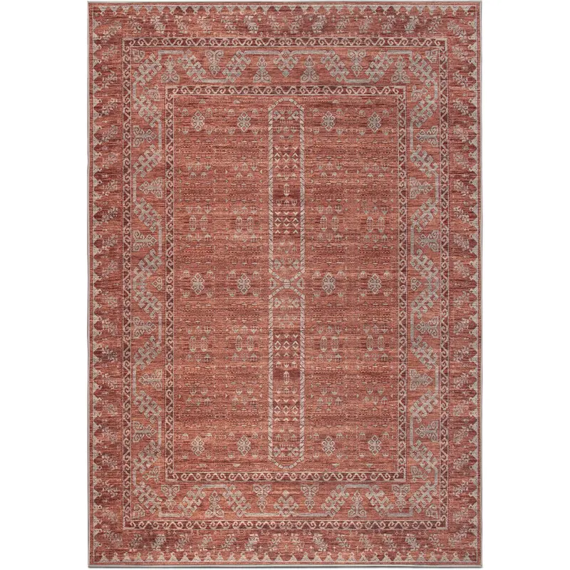 Hali Coral And Khaki Accent Rug Cover 4