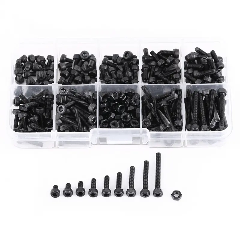 Hex Head Machine Screw Set – 280-Piece M3 Alloy Steel Bolt And Nut Assortment 1