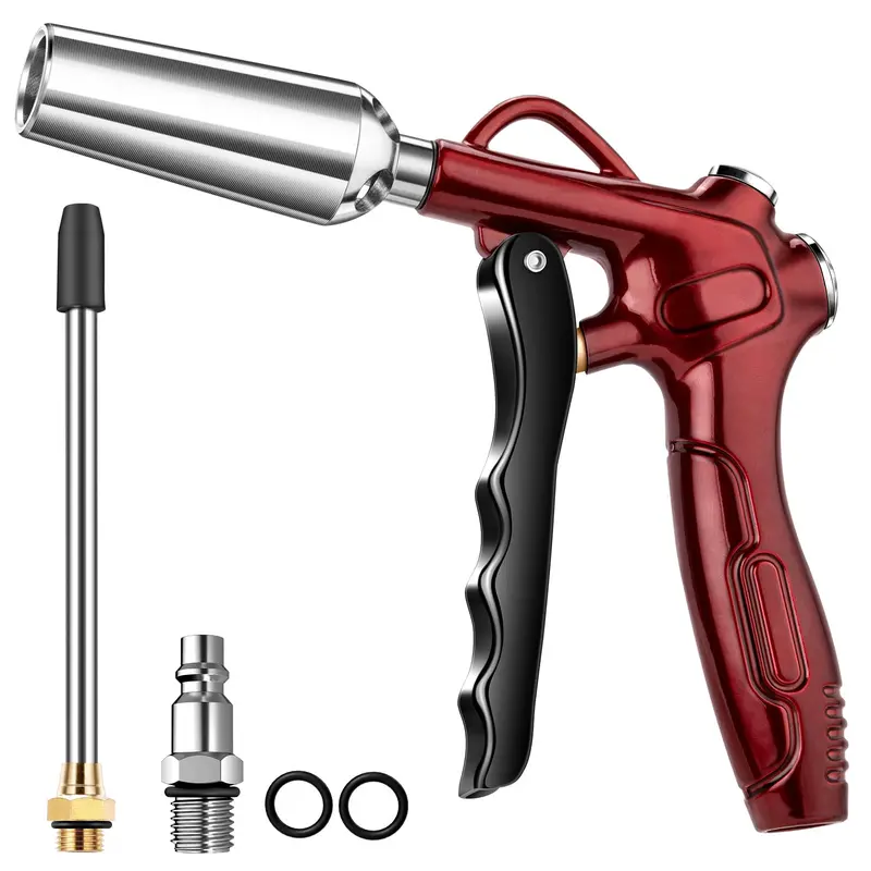 High-Volume Red Retro Air Blower – Stainless Steel 4.9" Extension, Standard Quick-Connect Fitting 1