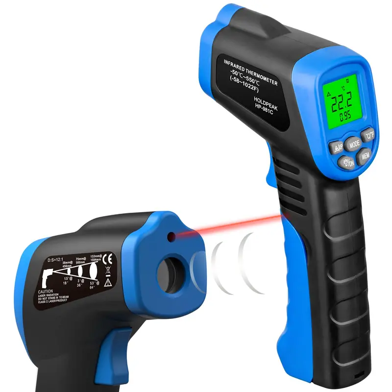 Holdpeak Hp-981C Non-Contact Ir Thermometer – Laser Temperature Gun (-58°F To 1022°F / -50°C To 550°C), Blue-And-Black Design With Clear Lcd 1