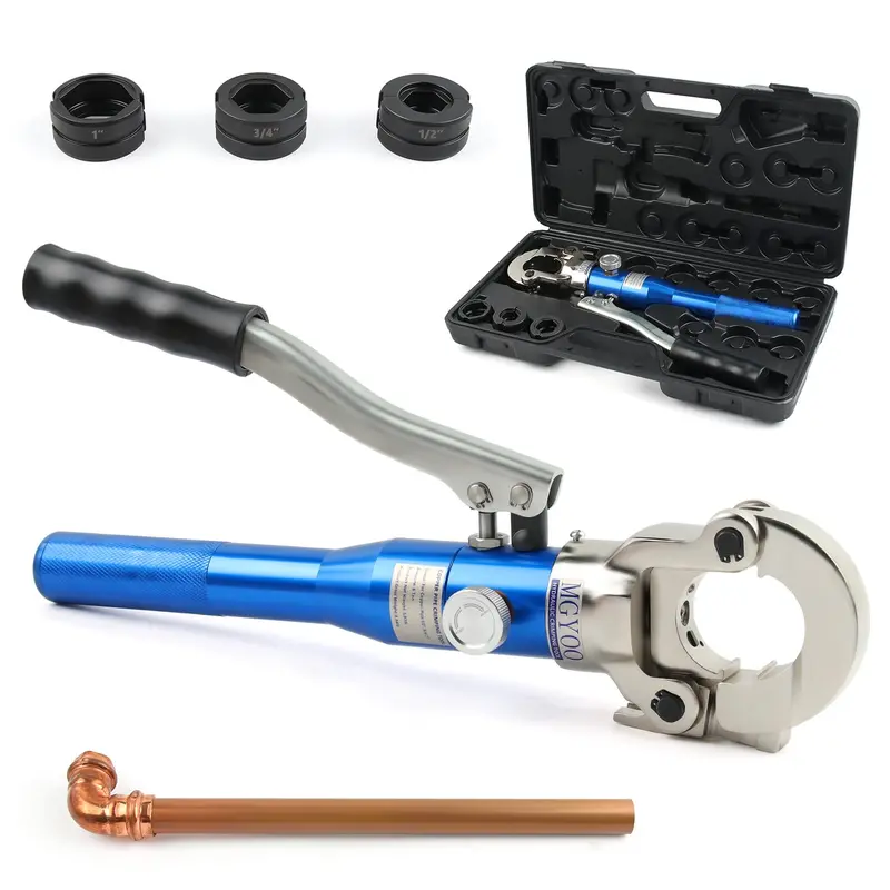 Hydraulic Copper Pipe Crimper – 1/2", 3/4", And 1" Jaw Set For Copper Fittings & Plumbing 1