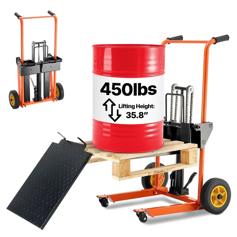 Hydraulic Lift Hand Truck – 450-Lb Capacity, 35.8" Max Lift Height, Foldable Scissor-Lift Platform 1
