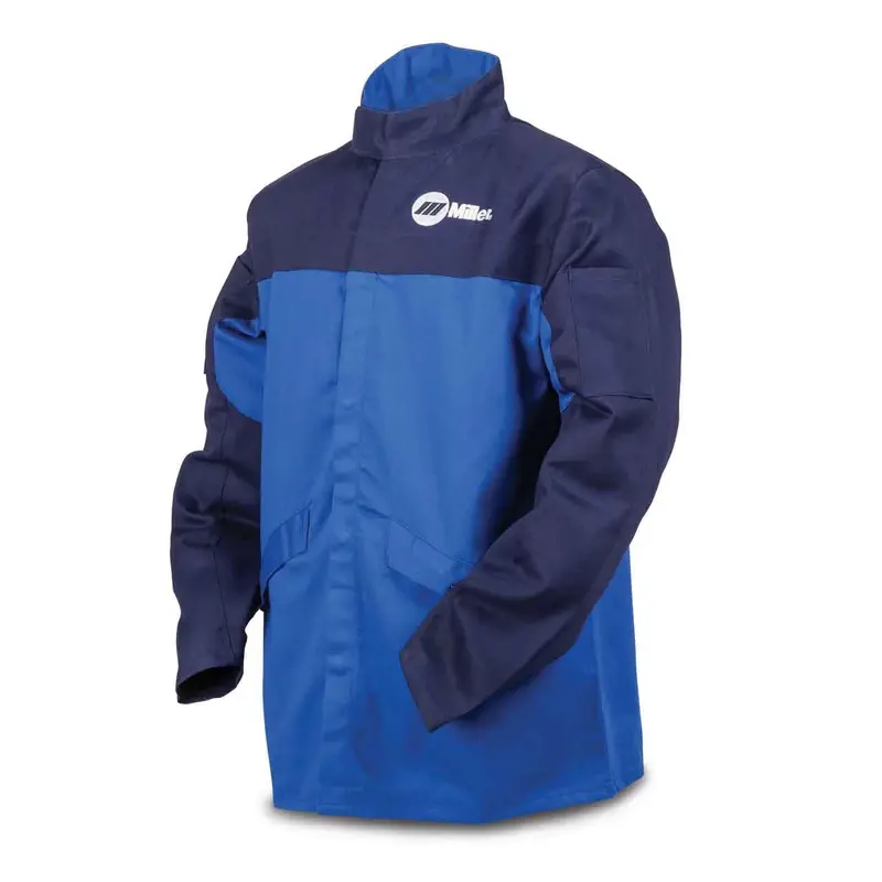 Indura Royal/Navy Welding Jacket – Cotton Workwear, Flame-Resistant, Size Xl 1