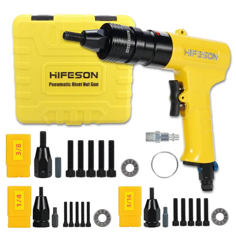 Industrial-Grade Pneumatic Rivet Nut Setter — Auto-Locking Head, Quick-Change Mandrels, Adjustable Speed 1
