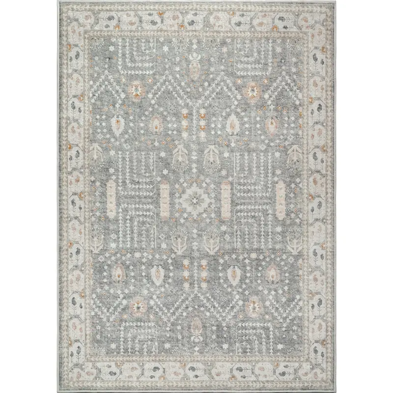 Juliet Grey And Green Boho Rug Cover 4