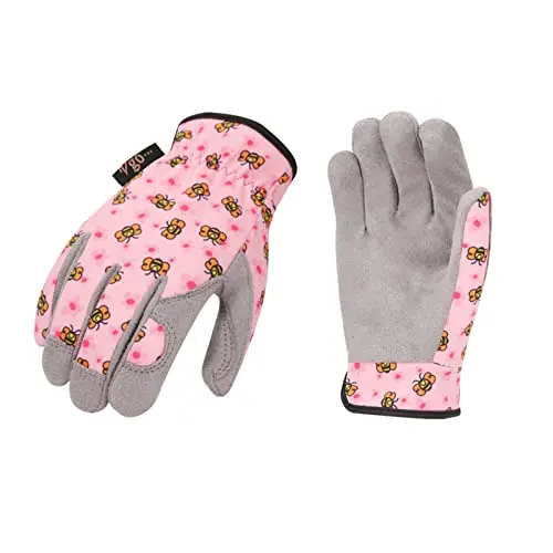 Kids’ Outdoor Work Gloves – Soft Safety Gloves For Ages 3–9 – S, Pink/Blue 1