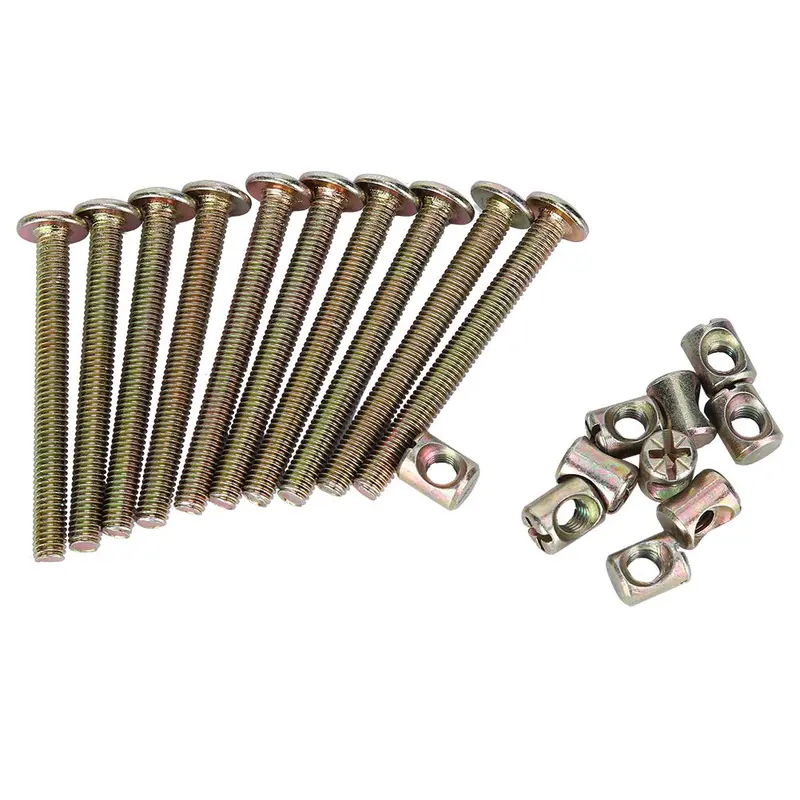 M6 Furniture Bolt Set – 10-Piece Carbon Steel Galvanized Hex Bolts & Nuts For Cabinet & Frame Assembly 1