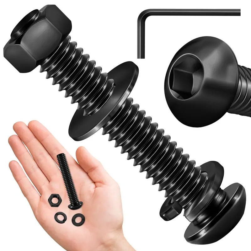Mywish 1/4-20 X 1-1/2 In Stainless Steel 304 Button Head Socket Screws With Nuts & Washers – Hex Allen Drive Assortment (20 Pcs) 1