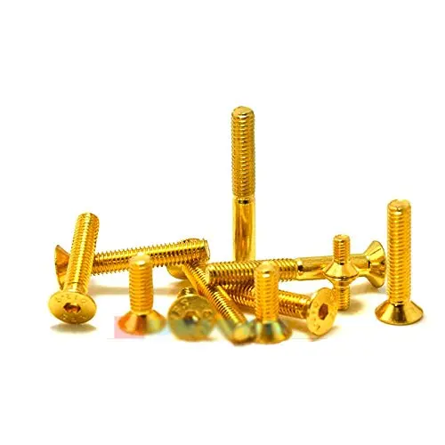 Ochoos Titanium-Plated Socket Head Cap Screws – M2/M2.5/M3/M4, Countersunk Flat Head (10 Pcs, M2.5 × 10Mm) 1