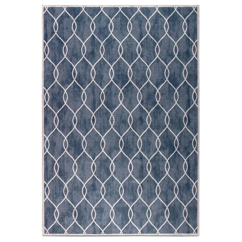 Ogee Denim Patterned Rug Cover 4