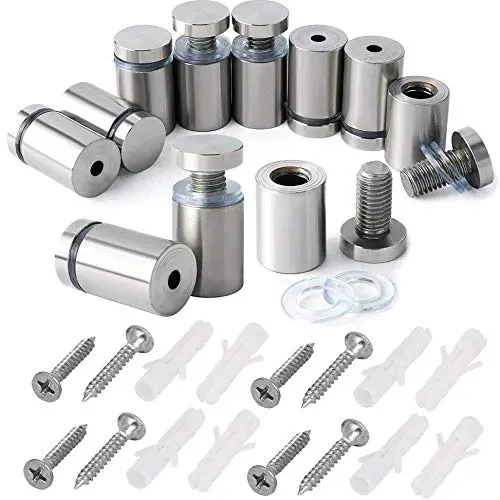 Onwon 12-Piece Sign Mounting Brackets – 3/4" X 1.2" Stainless Steel Wall Supports For Acrylic & Glass Displays 1