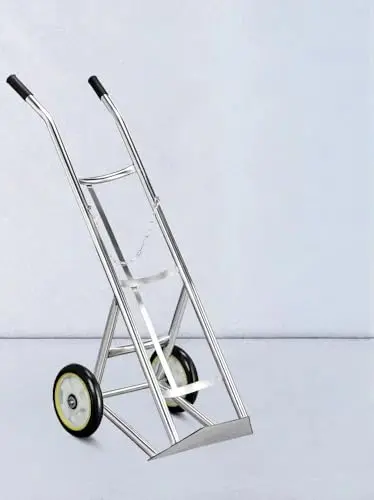 Portable 2-Wheel Stainless Steel Gas Cylinder Dolly – Quiet-Operation Medical & Workshop Oxygen Transport Cart 1
