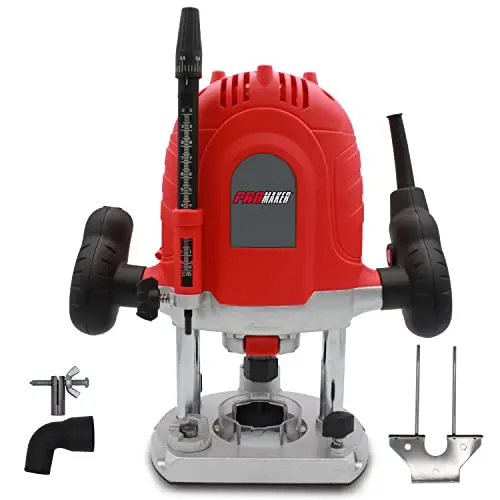 Promaker 2.7 Hp Plunge Router – Variable Speed (8000–3000 Rpm), Edge Guide, And Full Accessory Kit 1