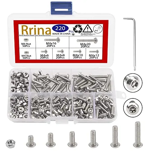 Rrina M4 Tamper-Proof Torx Button-Head Screw Set – Stainless Steel 304 Security Fasteners With Matching Key 1