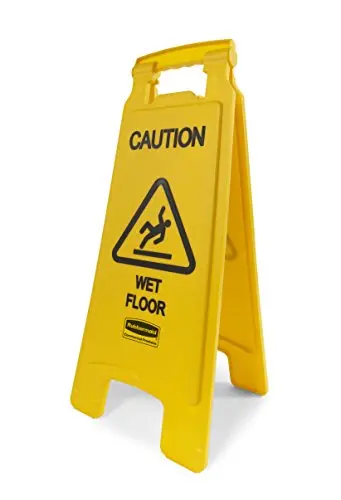 Rubbermaid Commercial Wet Floor Warning Sign – Double-Sided Yellow Caution Poster, 26" Tall 1