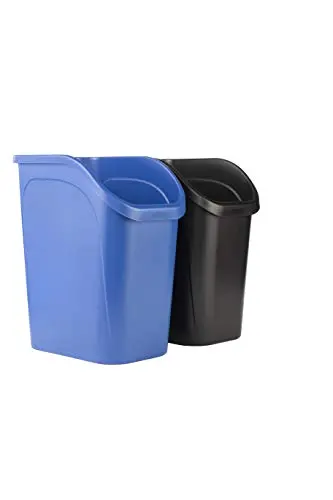Rubbermaid Under-Sink Trash Can Set – 2-Pack, 9.4-Gallon Dual-Bin Recycling System (Blue & Black) 1
