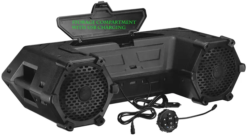 Rugged 8-Inch All-Weather Speaker System With 1.5-Inch Tweeters, Integrated Amplifier, Bluetooth, Led Light Bar, And 12V Installation 1