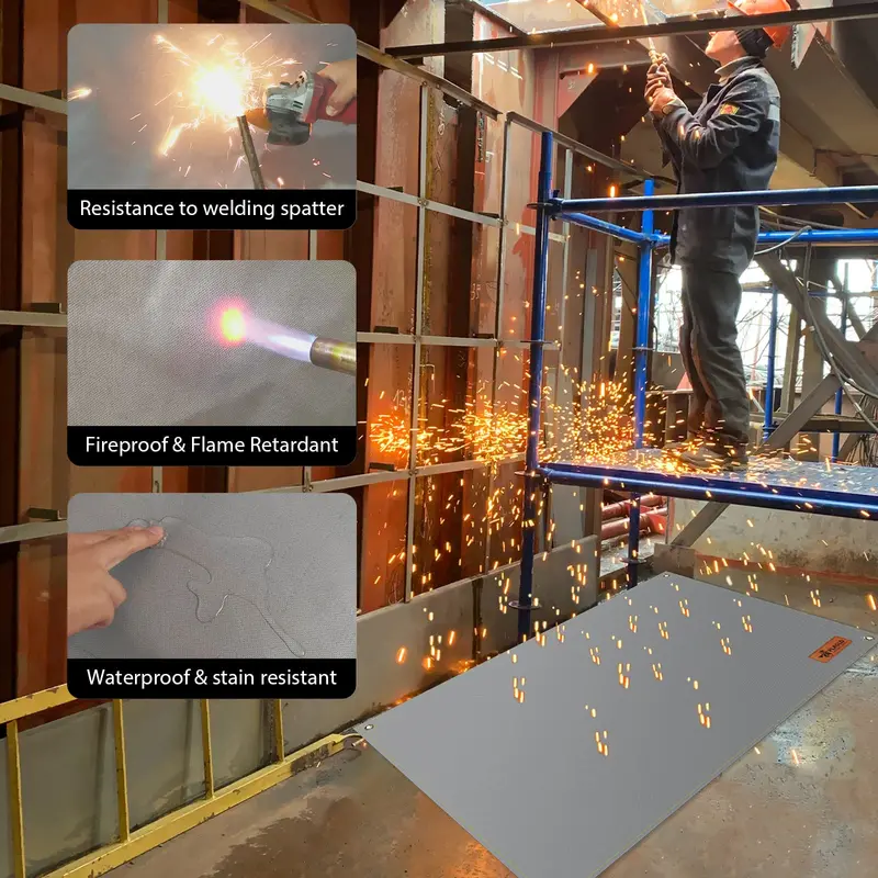 Silicone-Coated Welding Shield Mat – 4′ × 6′ Flameproof Barrier Rated Up To 1800°F 1