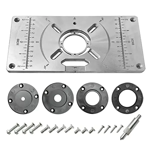 Silver Aluminum Router Table Insert – Heavy-Duty Bench-Mounted Plate For Wood Trimming And Edge Profiling 1