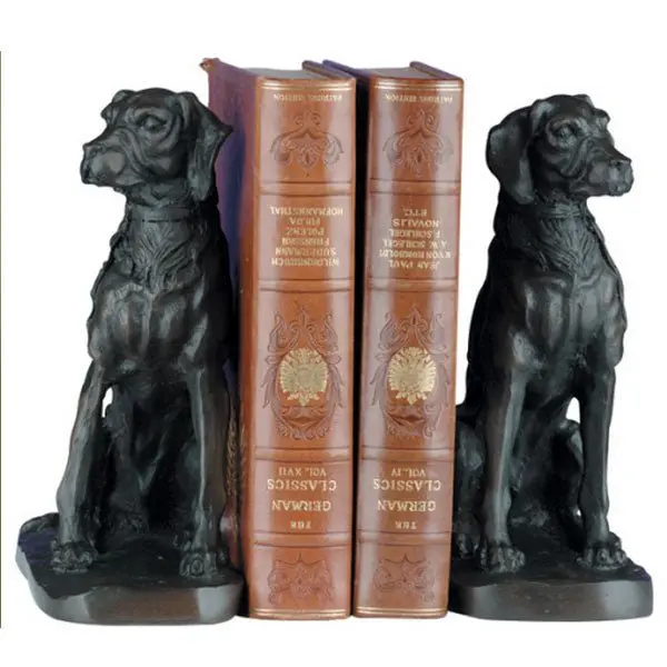 Sitting Black Labrador Decorative Bookends 1