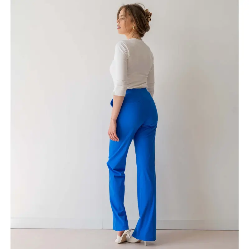 Smashed Lemon Cobalt Tall High-Waisted Trousers 1