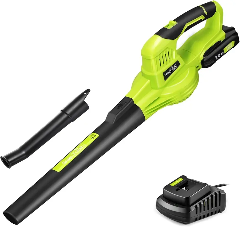 Snapfresh Cordless 20V Leaf Blower With 2Ah Battery And Fast Charger – Lightweight Electric Lawn Care Tool For Patios And Driveways 1