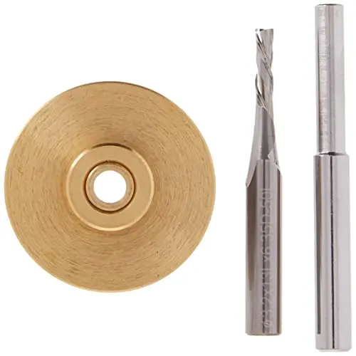 Solid Brass Template Router Kit – Includes 1/8" Carbide Bit, 1/4" Shank Bushing, Retainer Nut & Alignment Pin 1