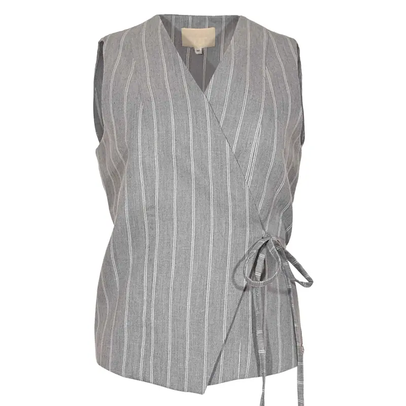 Sophia Silver-Stripe Sleeveless Vest For Tall Women 1