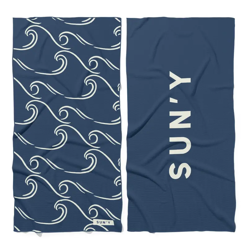 Sun'Y Waffle-Knit Microfiber Beach Towel – Curl Design 1