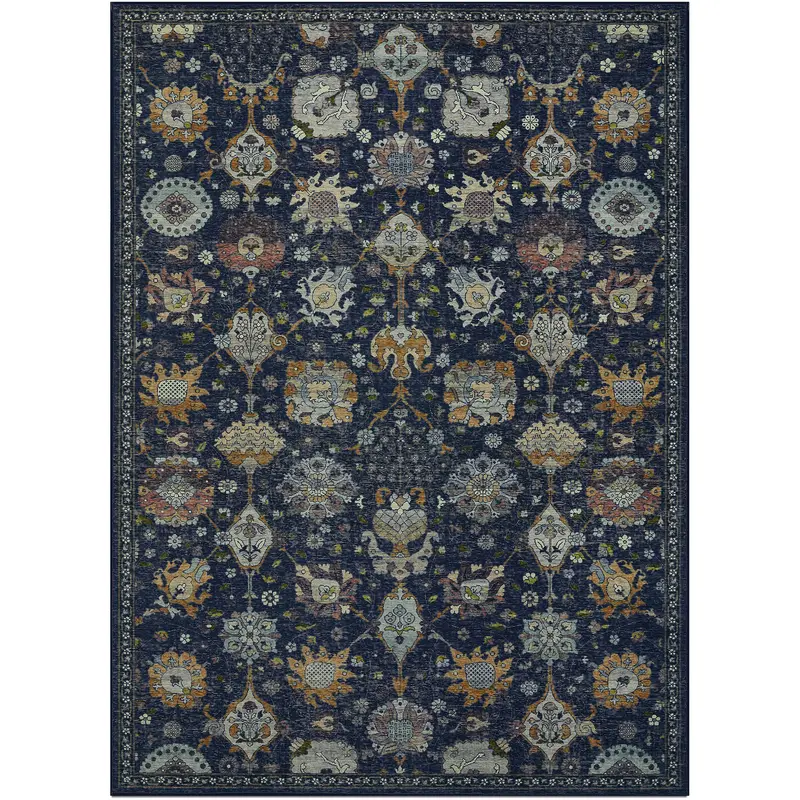 Sylvie Navy And Gold Metallic Accent Rug Cover 4