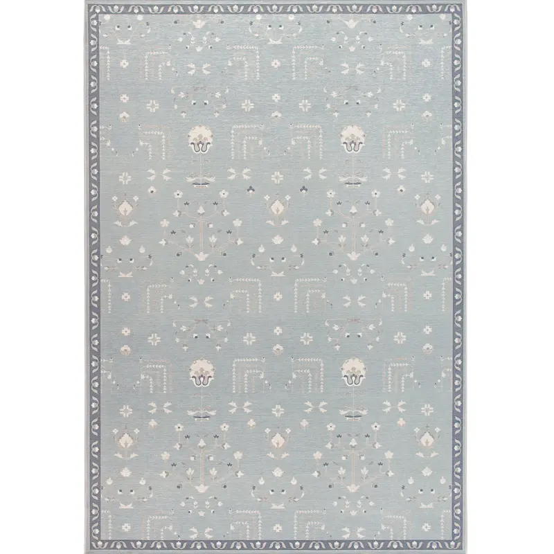 Tabriz Area Rug In Sea Blue And Ivory 2