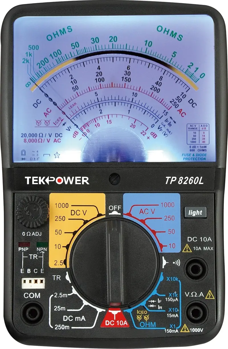 Tekpower Analog Multimeter With Backlight And Transistor Tester – Dual-Scale Panel Meter With Hfe Function 1