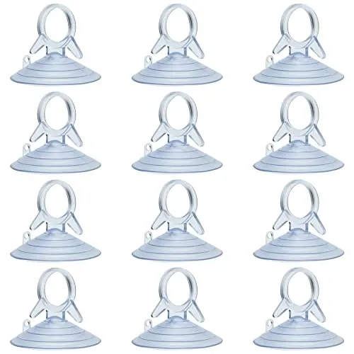 Theshai 12-Pack 45 Mm Clear Plastic Suction Hooks With Detachable Loops — For Glass, Tiles, Mirrors, Cars, Showers, And More 1