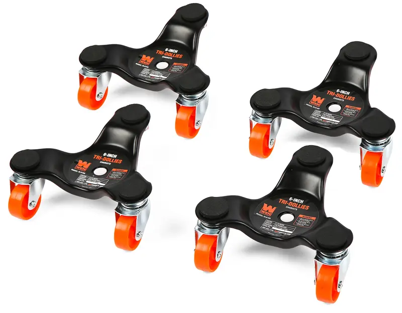 Wen 4-Pack 6-Inch Heavy-Duty Tri-Dolly Moving Caster Set – 165 Lb Capacity Per Unit, Black 1
