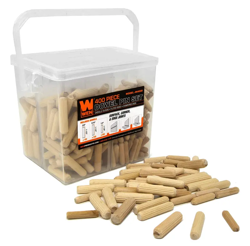 Wen 400-Piece Dowel Pin Assortment Kit – 1/4", 5/16", And 3/8" Grooved Dowels 1
