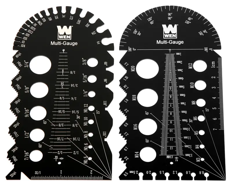 Wen Dual-Scale Metal Thread Pitch Gauge Set – Metric & Imperial, Includes Protective Carrying Case (2-Pack) 1