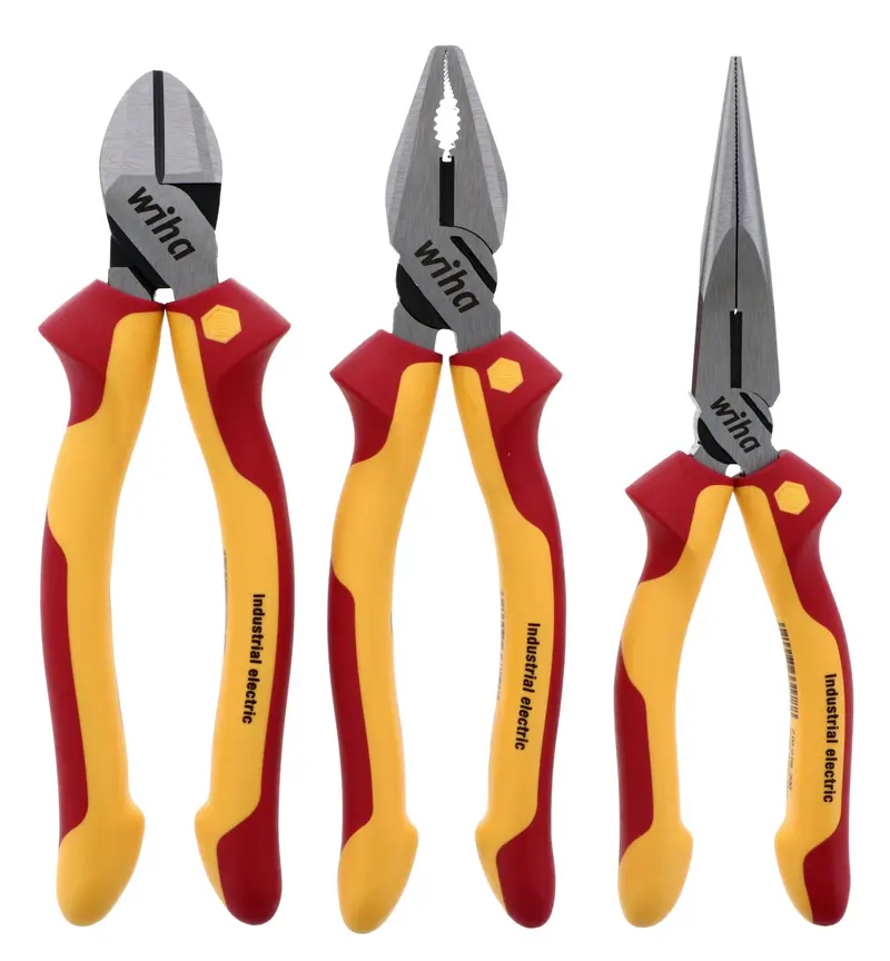 Wiha 3-Piece Insulated Industrial Pliers & Cutters Set – 1000V Rated Hand Tools 1
