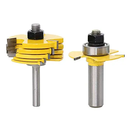 Yellow Adjustable Grooving Router Bit Set For Woodworking – Mango-Style Fluted Cutter With Shank Diameter Options 1