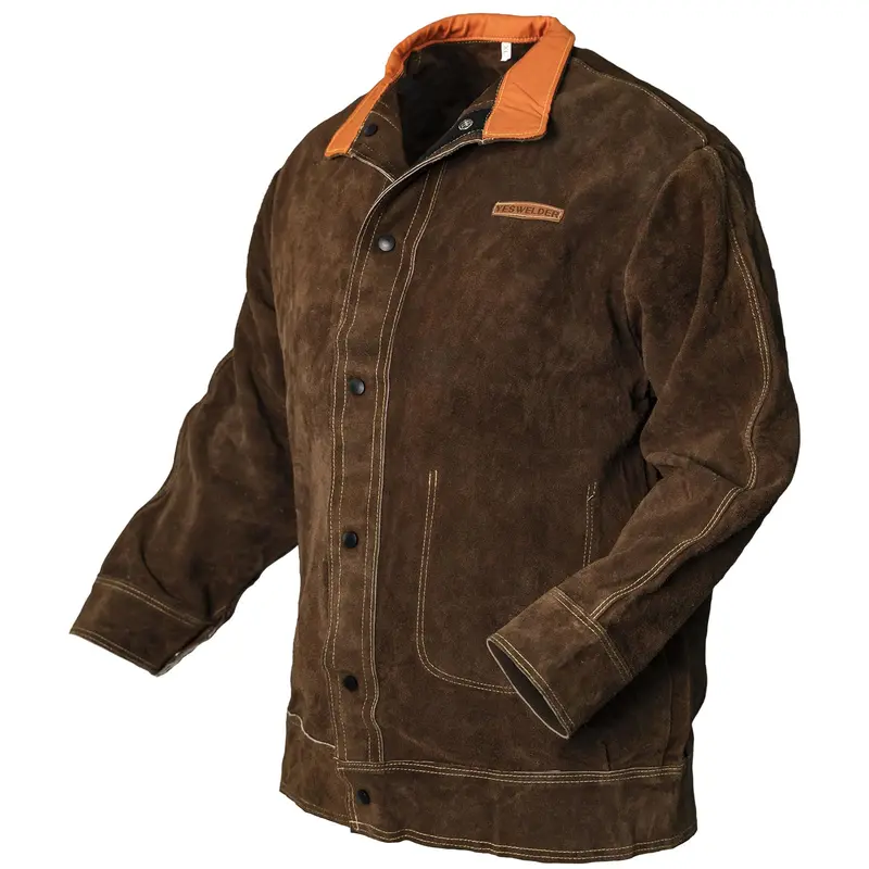 Yeswelder Brown Cowhide Welding Jacket – Durable Leather Protection For Men And Women (Small) 1