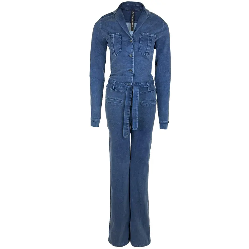 Zip73 Tall Flared Denim Jumpsuit 1