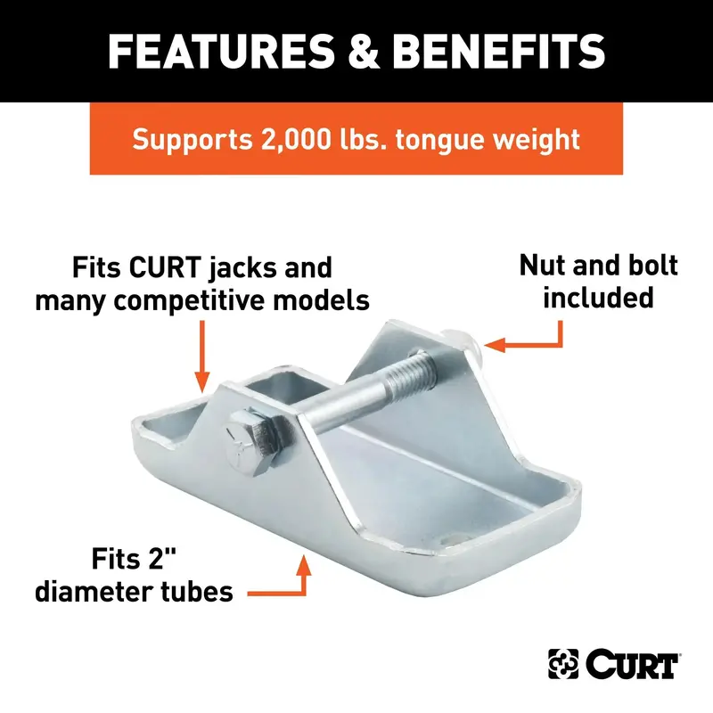 Curt 28271 Heavy-Duty Trailer Jack Foot – Fits 2" Tubing, 2,000-Lb Capacity 1