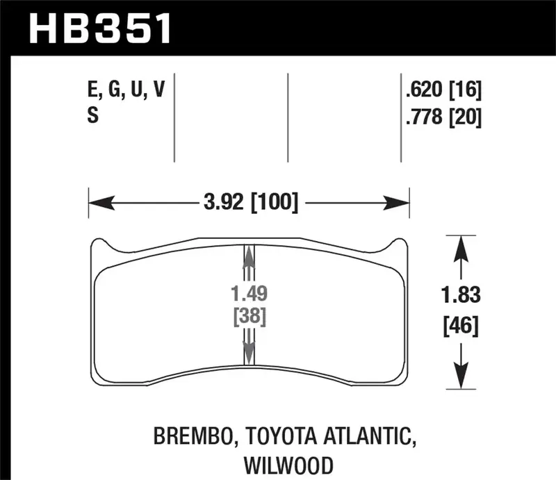 Hawk Dtc-60 High-Performance Brake Pads – 0.620" Thickness, Compatible With Brembo & Wilwood Calipers 1