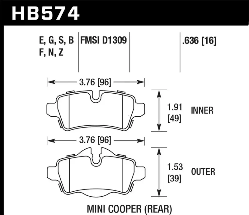 Hawk Hb574Z.636 Ceramic Brake Pads – Precision-Fit Disc Pads With 0.636" Thickness 1